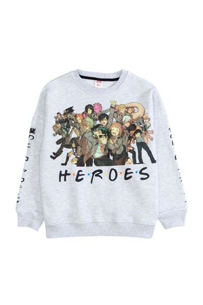 ww waka waka kids store Crew Neck Front Printed Sweatshirt - Giri - 12-13 Years