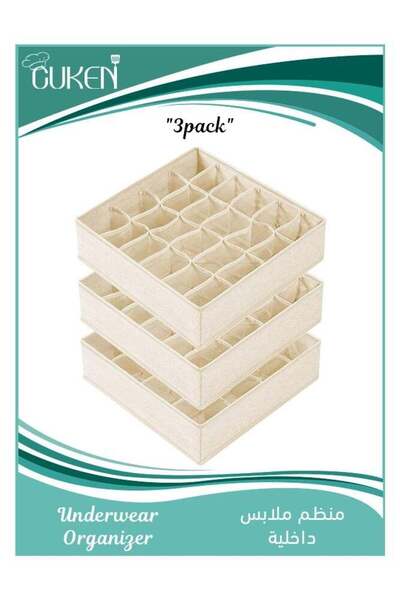 Generic 3 Pack, 64 Cells Drawer Organizer Dividers, Fabric Foldable Storage B...