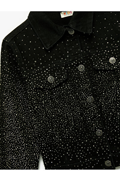 Koton Pamuklu Uzun Kollu Taş Detaylı Jean Ceket