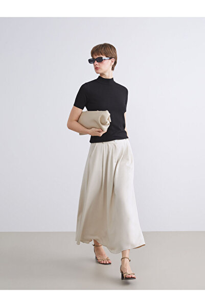 LC Waikiki Sparkling Choices Linen Blend Pleated Skirt from Shining Store