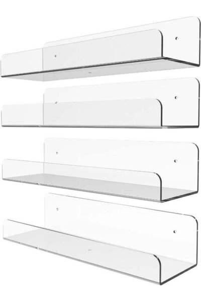 Generic 4 Pack 15" Clear Acrylic Shelves Display Ledge For Wall Storage
