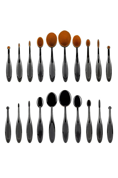 Türkiye 10 Piece Premium Oval Brush Multi Function Brush Set (Black)
