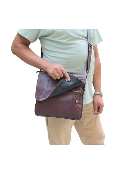 Sir Cliffson Crossman Genuine Leather Gusseted Crossbody Messenger Bag