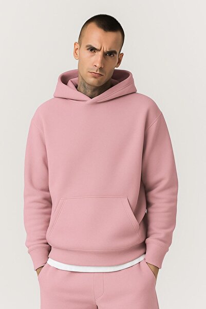 E-ROMA سترة رياضية بقلنسوة للجنسين مصنوعة من القطن الممشط بثلاث خيوط