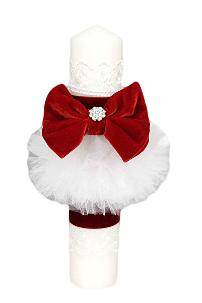fantasialand Baptism Candle Velvet, Red Color