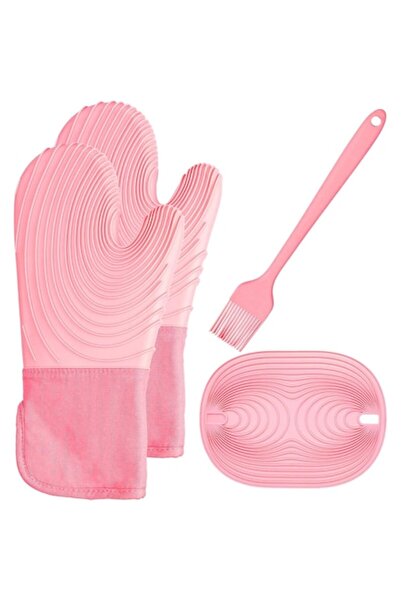 OEMN Set mănuși de cuptor din silicon FUUHOMDY, roz