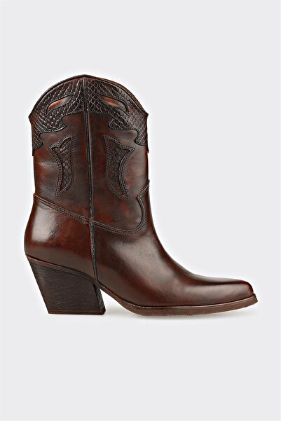 Elle Shoes Kahve Deri Kadın Bot