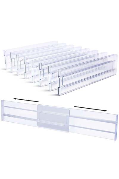Generic JOGAMS 8Pcs Drawer Dividers Organizers Adjustable 3.2 Inch High Expandable from 12.2 to 21.4 Inch K
