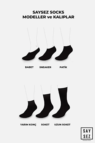 SAYSEZ Bamboo Men's Booties Plain Black-White-Smoked Color Socks Seamless Premium Boxed 6-Piece