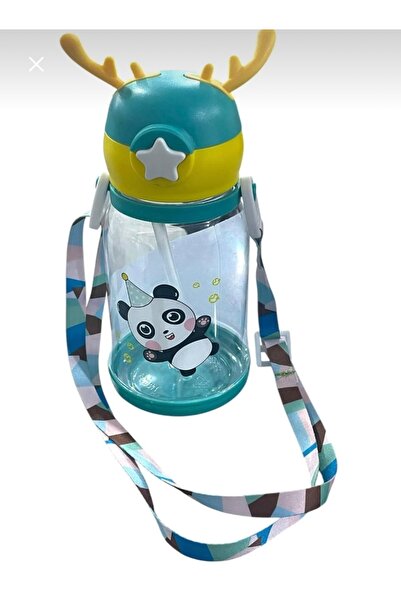 PABLITO HOME Deer Model Turquoise Transparent Flask with Straw 600 ml