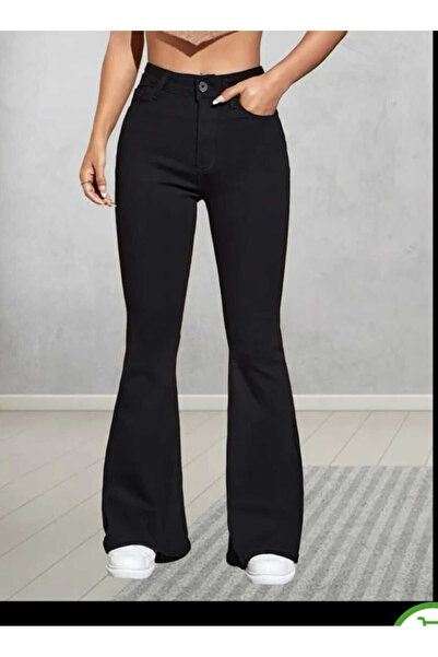 kleshus Blugi Gloria pentru femei, negri, cu picioare evazate, din lycra, cu ...