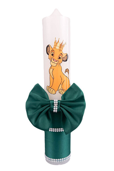 fantasialand Lumânare de botez, model Regele Leu, culoare verde
