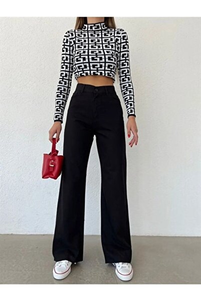 kleshus Jean Solmaz Μαύρο Lycra Loose Wide Leg Jeans - Φαρδύ τζιν παντελόνι μ...