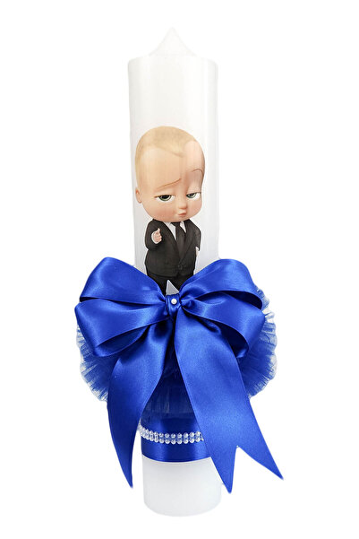 fantasialand Lumânare de botez Baby Boss, ornament albastru