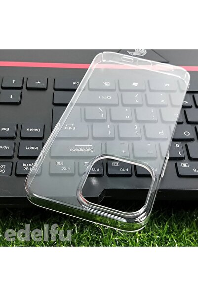 EDELFU İphone 14 Pro Max Mika Asla Sararmaz Incecik Sert Şeffaf Kılıf (SİLİKO...