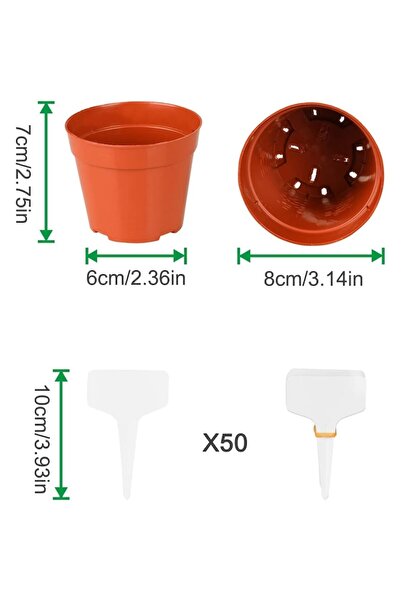 OEM Gardening set, 50 pots, 7 cm, with marker