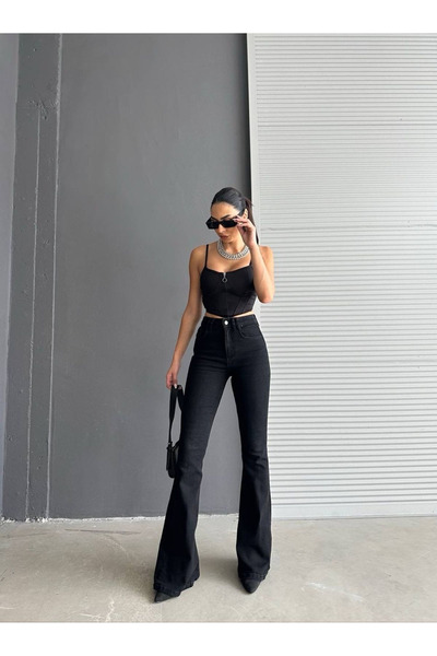 kleshus Oscar Defne Lamina Blugi negri cu picioarele evazate, care nu se deco...