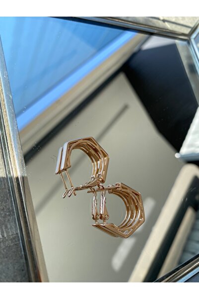 Luvitaaksesuar Geometrik Tasarım Altın Renk Halka Küpe