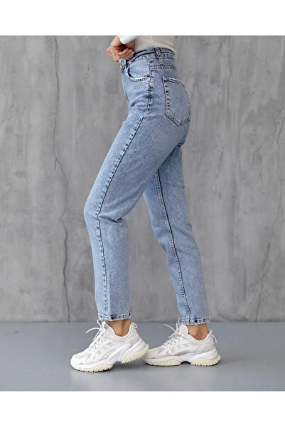 kleshus NicoElvis Γυναικεία ανοιχτό μπλε τζιν με ψηλόμεσο χιόνι Mom Jeans Boy...