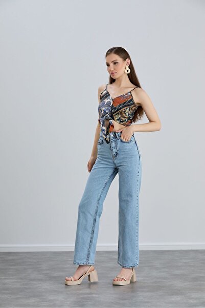 kleshus بنطلون جينز كاجوال عالي الخصر من سوبر