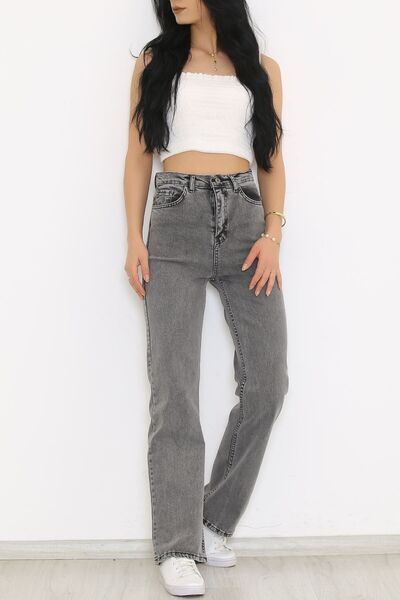 WODDİ Tegan Smoked Power Lycra Super High Waist Casual Jeans Palazzo Trousers