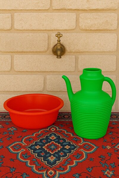 Metler 40 Cm Sığ Leğen ve Yeşil İbrik Takımı – Bebek Banyosu, Abdest ve Duş İçin Pratik Set