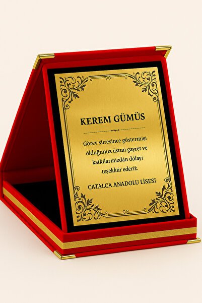 hediye KİŞİSELLEŞTİRİLEBİLİR KADİFE ALBÜM PLAKET ORTA BOY 16X20CM 1 adet (Not...