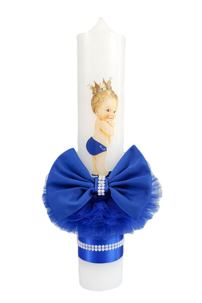 fantasialand Lumânare de botez, model Prince, glob albastru