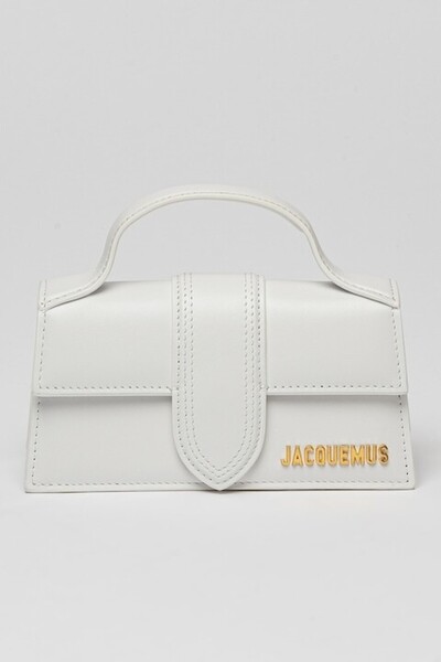 JACQUEMUS - Geantă de umăr din piele cu logo Le Bambino, albă