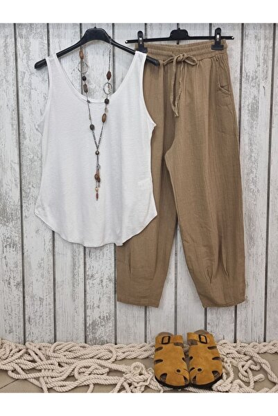 pudubutik Pleated Leg Linen Trousers Olive Green