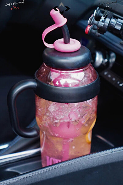 LİGROUND Infuencer's 1400 ml Colorful Handled Tritan Detox Flask Water Bottle with Straw, Sports Daily School Water Bottle