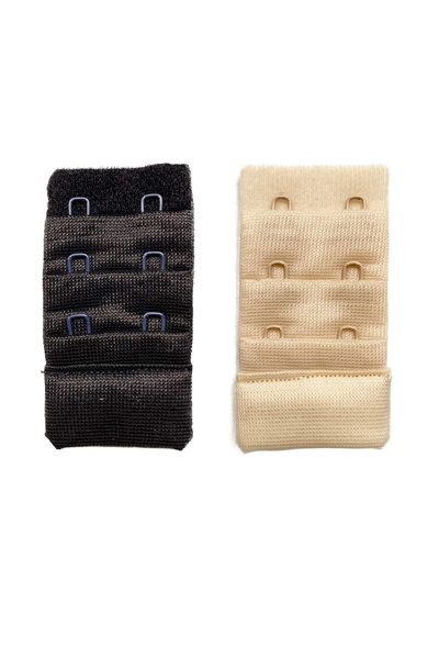 No8 Home 2 Pieces Agraf Bra Extension Clasp 3 Rows / 2 Hooks Black Skin