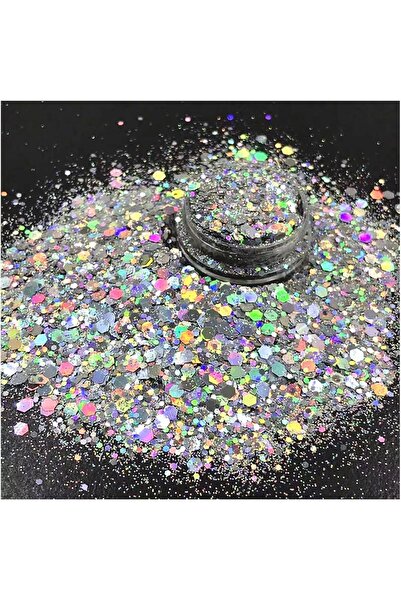 se7enhome 10ml Gümüş Chunky Glitter - Holografik Epoksi Reçine, Tırnak & Maky...
