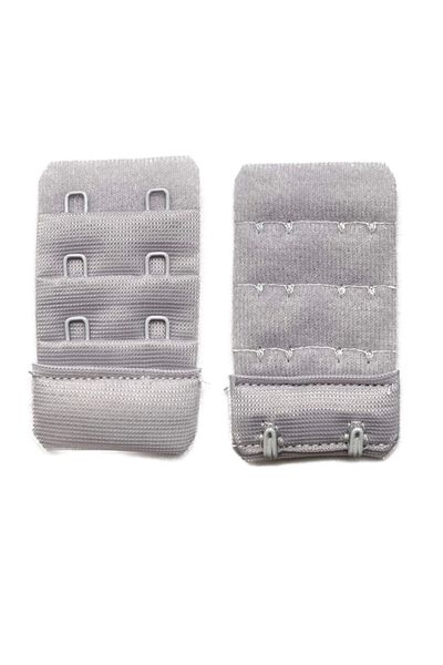 No8 Home 2 Pieces Agraf Bra Extension Clasp 3 Rows / 2 Hooks Black Gray
