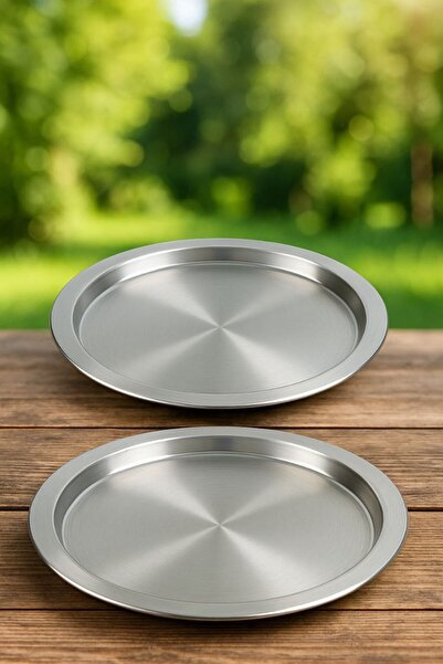 Metler 2 Adet 34 cm Künefe Tepsisi +1 Adet Uzun Çakmak+Paslanmaz Çelik Masa | Künefe Sunum ve Pişirme Seti