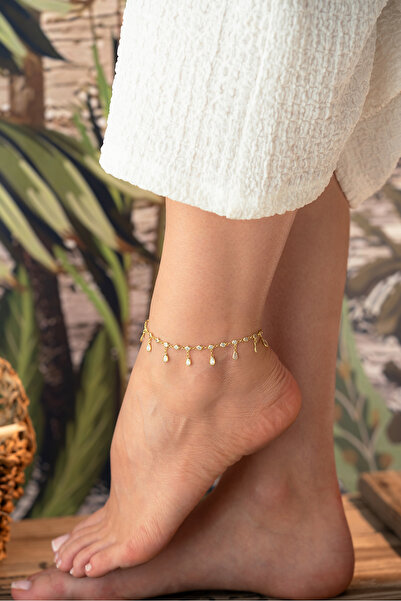 Silvano Jewelry 925 Ayar Gümüş Suyolu Damla Taşlı Halhal