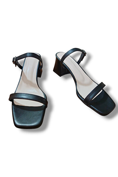 BARONES SHOES Black Thick Heeled Women's Sandals
