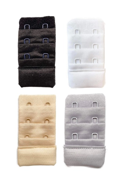 No8 Home 4 Pieces Agraf Bra Extension Clasp 3 Rows / 2 Hooks Black White Skin Gray
