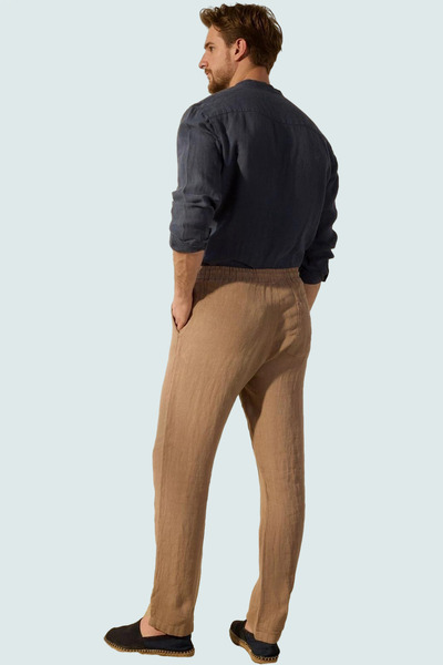 PayBuy Men's Fashion Regular Fit Linen Trousers High Waist Straight Fit Daily Use