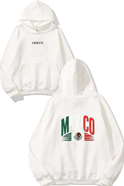 urbvn سويت شيرت أبيض كبير الحجم مطبوع عليه تصميم علم المكسيك