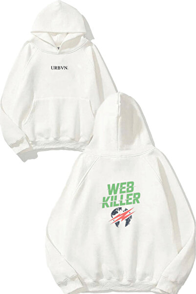 urbvn سويت شيرت أبيض كبير الحجم مطبوع بتصميم Web Killer