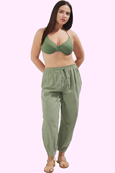 PayBuy Дамски модни панталони с висока талия и плисета, памучни, летни, за плаж