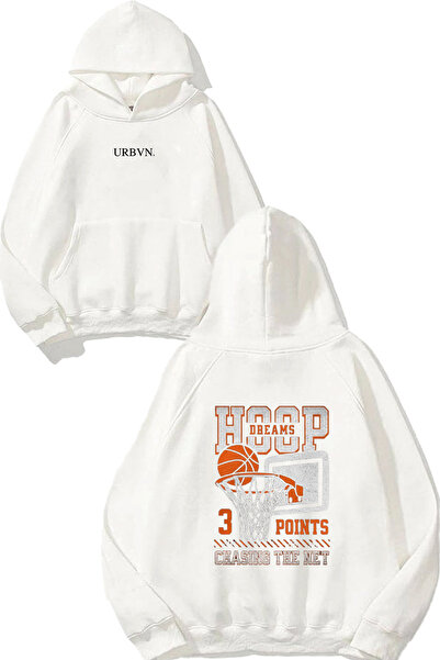 urbvn سويت شيرت أبيض كبير الحجم مطبوع بتصميم Hoop