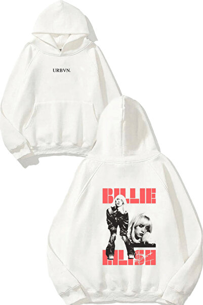 urbvn سويت شيرت أبيض كبير الحجم مطبوع بتصميم إيليش