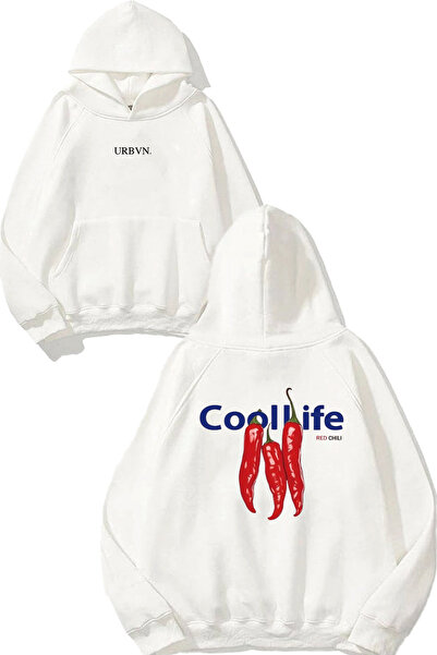 urbvn سويت شيرت أبيض كبير الحجم مطبوع عليه تصميم Cool Life