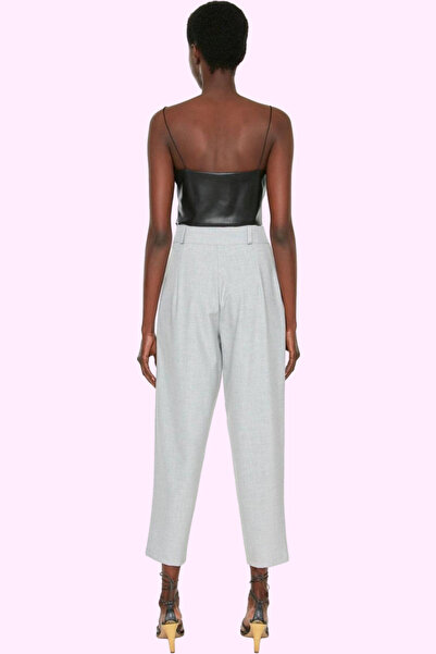 PayBuy Kadın Moda Yüksek Bel Havuç Pantolon Düz Desen Poliviskon Kumaş Günlük Kullanım