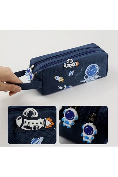 Didosh Party House Astronaut and Rocket Patterned Pen Holder – Boy's Pen Bag (20X8X7 cm)