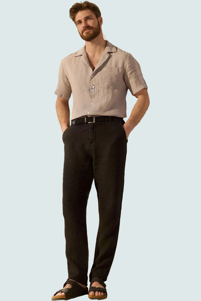 PayBuy Men's Fashion Linen Straight Silhouette Pipe Leg Long Trousers Daily Use Summer