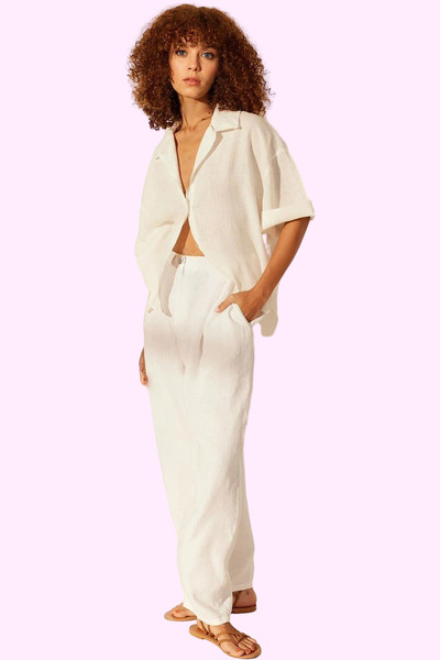 PayBuy Women's Fashion High Waist Wide Leg Linen Pants Casual Chic Weekend Summer