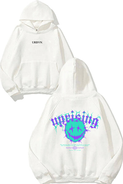 urbvn سويت شيرت أبيض كبير الحجم مطبوع بتصميم Uprising